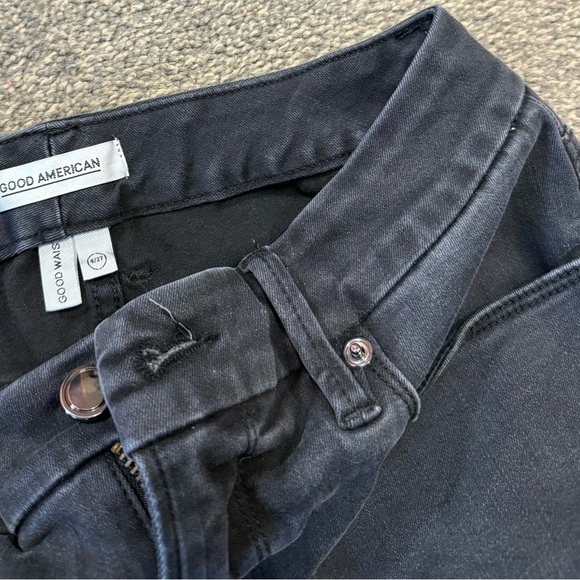 Good American Good Waist Black Distressed Skinny Jeans size 4/27 - Picture 2 of 5